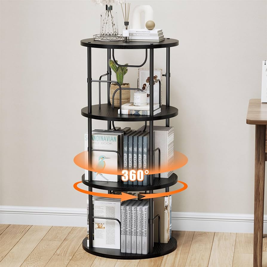 Amazon.co.jp: ALLSTAND 3段回転本棚 タワー ブラック 360度